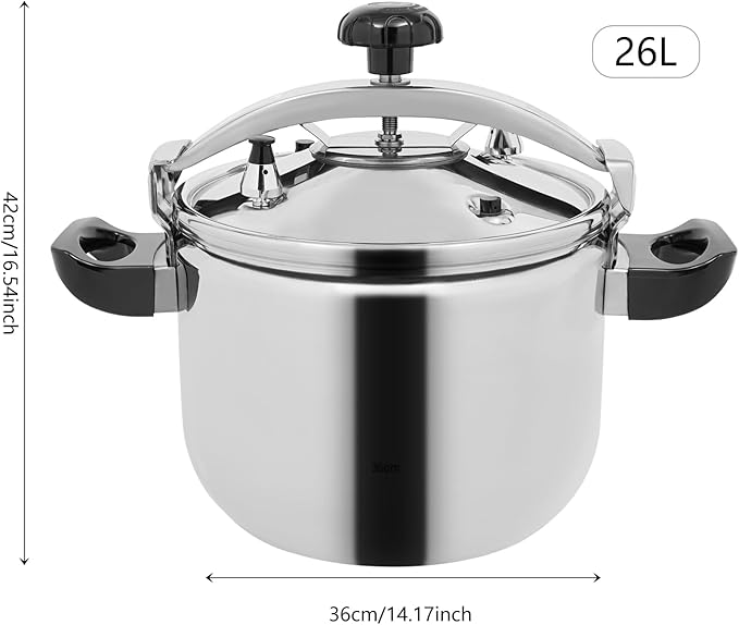 26L Stainless Steel Pressure Cooker, 27.5QT Induction Compatible Pressure Cooker, 60KP High Pressure Stewing Pot, Compatible with Gas & Induction Cooker