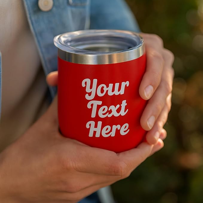 Gifts Inscribed Personalized Wine Tumbler with Lid – Red Custom Text Engraved Stainless Steel Insulated Mug for Hot & Cold Drinks – Customized Bridesmaid, Wedding, or Birthday Gift