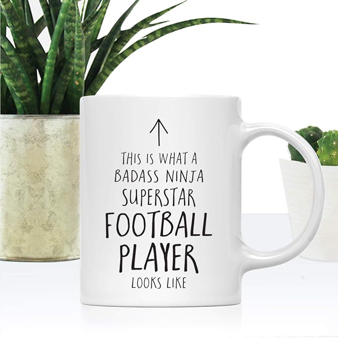 Andaz Press Funny 11oz. Ceramic Coffee Tea Mug Gift, This is What a Badass Ninja Superstar Football Player Looks Like, 1-Pack