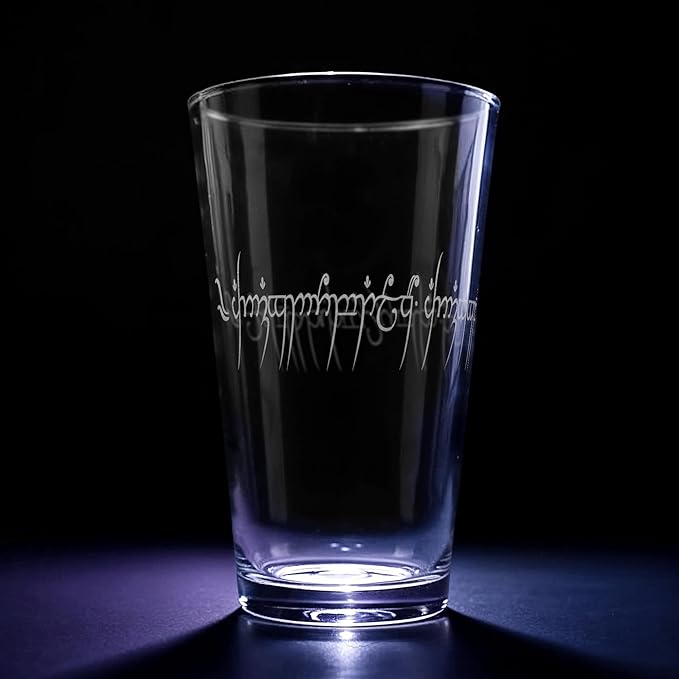 RING TO RULE THEM Engraved 16oz Pint Glass | Inspired by Tolkien Power Ring and Middle Earth | Great Christmas Gift Idea | Unique Elvish Fantasy Wizard Fantasy Decor!