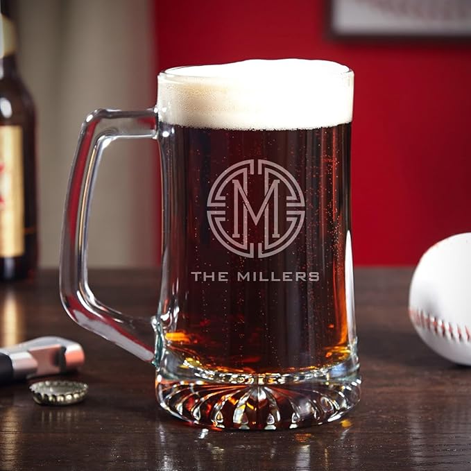 HomeWetBar Personalized Beer Mug and Bar Glassware for Craft Beer Lovers Custom Glass Beer Mug