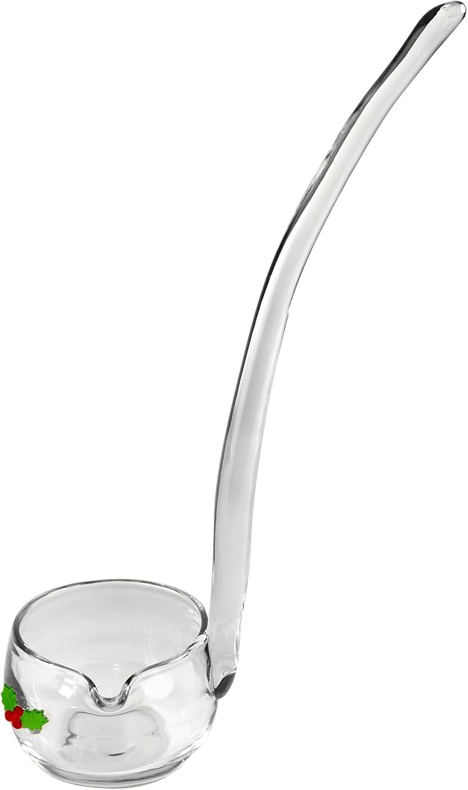 Artland Holly Days Punch Glass Ladle - Festive Holiday Kitchenware for Serving Punch, Soup, Sauces, and More - Elegant, Ergonomic Handle, Dishwasher Safe, Excellent Holiday Gift