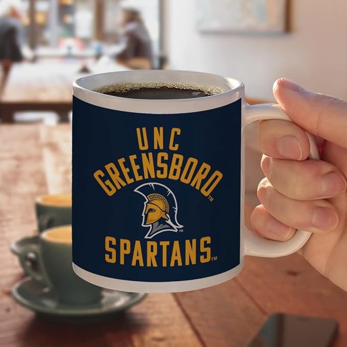 UNC Greensboro Spartan Ceramic Coffee Mug, Novelty Gift Mugs for Coffee, Tea and Hot Drinks, 11oz, White