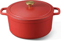 CAROTE 5QT Enameled Cast Iron Dutch Oven Pot with Lid, Heavy-Duty Dutch Oven for Sourdough Bread Baking, Braising, Stews, Roasting, Healthy & Non-Toxic, Dual Handles, All Stovetop Compatible, Oven Safe up to 500° F, Red