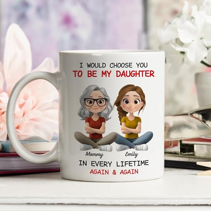 Wrappiness Personalized Coffee Mug for Daughter from Dad - Custom Coffee Mugs With Names - Always Choose You From Father to Daughter Birthday Gift