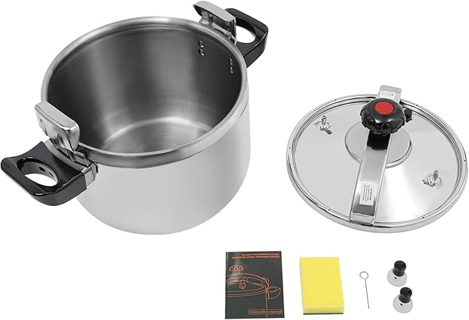 Pressure Cooker, 60Kpa Gas Stove Top Pressure Canner, High-Pressure Pressure Stewing Canner, Cooker Pot for All Stoves (Silver) (26L)