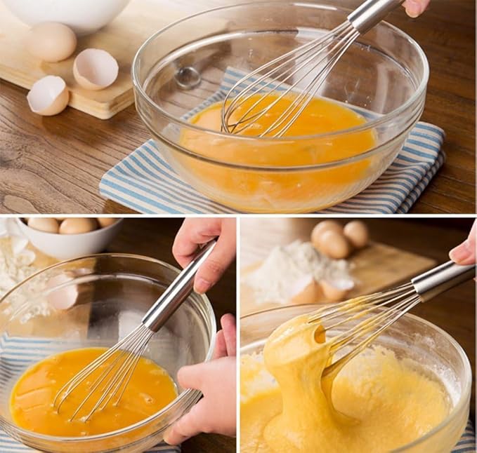 Danish Dough Whisk Stainless Steel Dough Hook Dutch Whisk for Sourdough Bread Dough Mixer Hand Wooden Handle Kitchen Whisking Mixing Tool Bread Making Tools and Supplies (3 Pack Sliver)