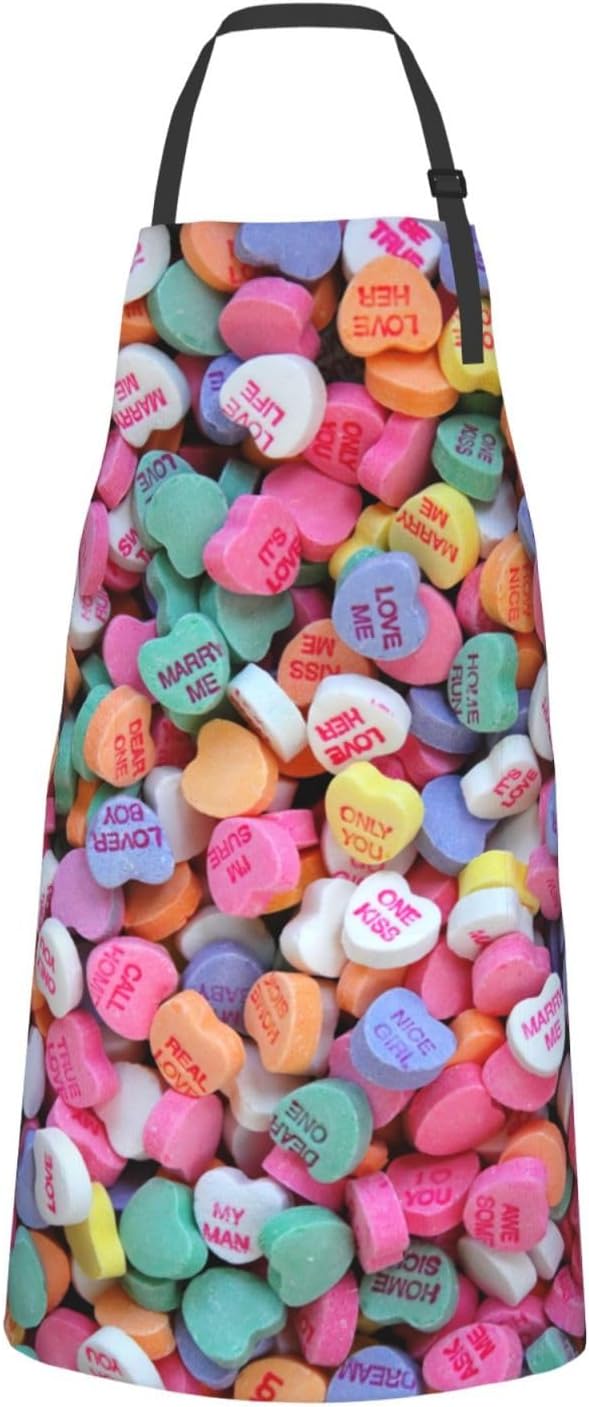 Apron for Women Men Hearts Aprons With Pockets Adjustable Washable Aprons for Cooking Baking Kitchen