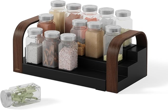 Umbra Bellwood Three-Tier Spice Shelf, Black/Walnut