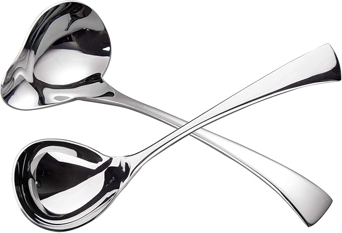 IMEEA Gravy Spoon Mini Gravy Ladle Drizzle Spoon 18/10 Stainless Steel Small Ladle for Sauce Serving, Set of 2