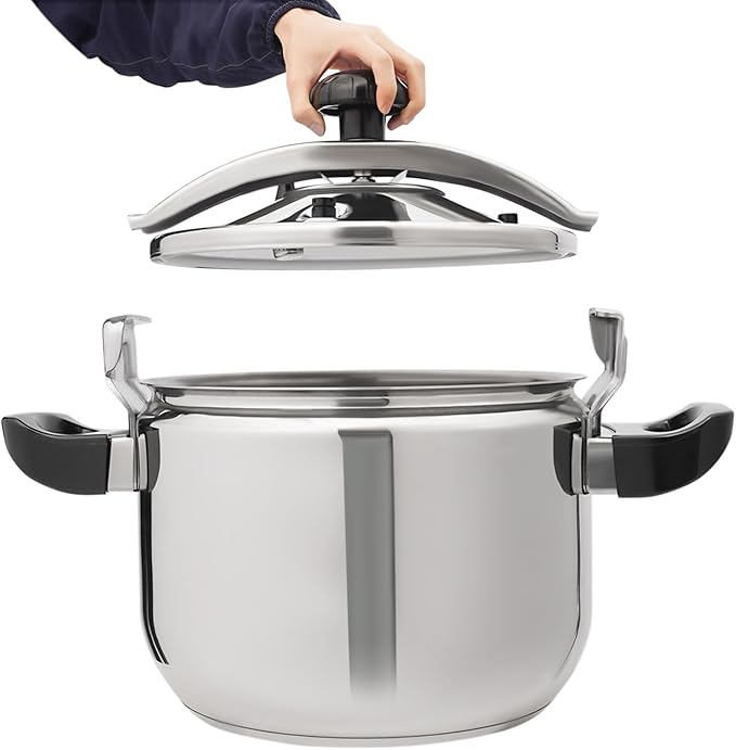 22L Stainless Steel Pressure Cooker, 60Kpa High Pressure Cooker with Safety Valve & Pressure Release, 201 Stainless Steel Cooking Pot for Induction, Gas, Electric Stoves, Home & Restaurant Use