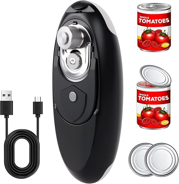 1pc Automatic Can Opener for Kitchen Appliances, One Touch Electric Can Opener, Tin Jar Opener, Ergonomic, Smooth Edge, Food-Safe, Cordless, USB-rechargeable Can Opener for Home, Travel Essentials