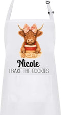 Personalized Mommy & Me Highland Cow with Bow Apron Set – Christmas Matching Family Baking Gift