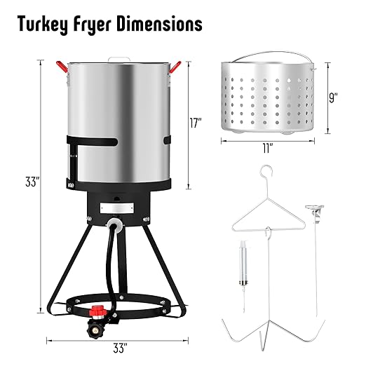 30 Qt Aluminum Turkey Fryer Pot with Stockpot Basket & 50,000 BTU Propane Gas Burner, Outdoor Deep Fryer & Seafood Boil Pot-Outdoor Cooker for Crawfish, Crab, Shrimp and Frying