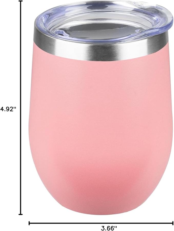 StarSpeed 12oz Wine Tumbler with lid, Stainless Steel Travel Mugs Stemless Double Wall Insulated Coffee Cup, Insulated Wine Glasses Travel Tumbler for Cold & Hot Drinks(Light Pink, 1)
