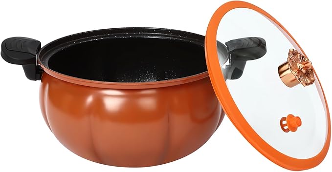 Pumpkin Micro Pressure Cooker Fast Cooking Cookware, 8L Large Capacity Microwave Kitchenware with Detachable Handle, One-Hand Operating Glass Lid and Handle, Micro Pressure Cookware for Stovetops