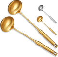 Soup Ladle, 2Pcs Stainless Steel Ladle spoon, 14 Inch Serving Spoon Heavy Duty kitchen Utensils for Cooking Buffet, Party, Kitchen, Gold