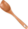 Large Wooden Cooking Spoon Mixing Serving Spoon Best Oak Wood Spoons for Cooking Spatula Non Toxic Kitchen Utensil 12.5 Inch Long Handle Spoon Big Stirring Corner Spoons