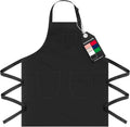 Unisex Apron with Pockets for Cooking, Salon & Art - 100% Cotton Adult Kitchen, Chef, Stylist Apron (Black)