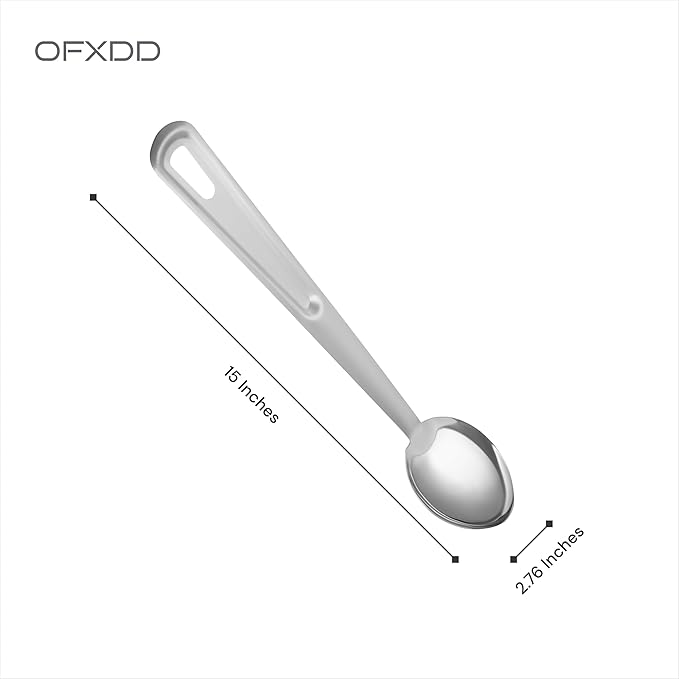 Kitchen Spoons for Cooking - Stainless Steel Serving Spoons - Big Spoons for Home and Restaurant - Metal Cooking Spoon with Long Handle, 15 Inch