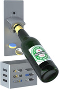 Magnetic Bottle Opener with Cap Catcher, Removable Wall Mounted Beer Bottle Opener for Kitchen Fridge, Beer Gifts for Men (silver)