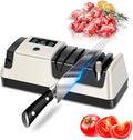 Electric Knife Sharpener 5-in-1 Kitchen Knives Sharpeners with 100% Diamond Abrasives, 3-Speed Variable with LCD Screen for Serrated Lawn Blades Edges, Scissors & Axe, Silvery