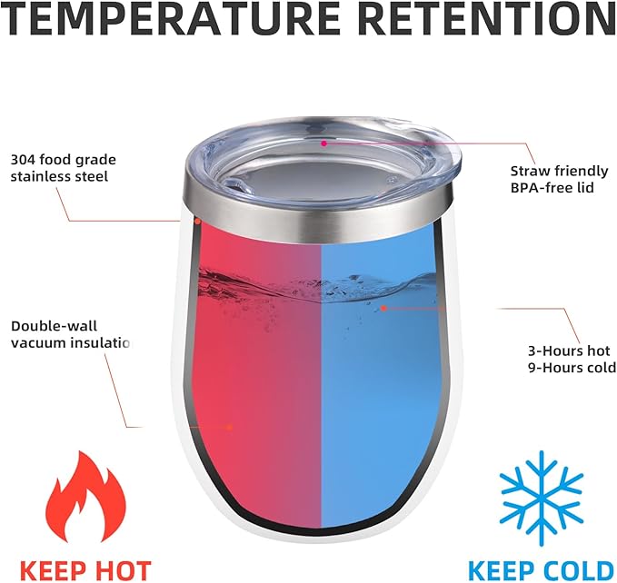 12 oz Insulated Wine Tumbler with Lid and Straw,Stainless Steel Stemless Wine Tumbler Glasses Double Wall Vacuum Wine Cups Tumbler Bulk for Coffee,Cocktail,Office (White,4)