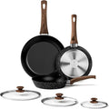 Frying Pan Set - 3 Pcs Nonstick Skillets With Lids, PFOA Free, Induction Compatible, Black