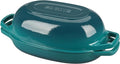 Enameled Cast Iron Oval Dutch Oven Pot with Lid, Dutch Oven for Sourdough Bread Baking, Oval Bread Pan, 5qt, Darkcyan