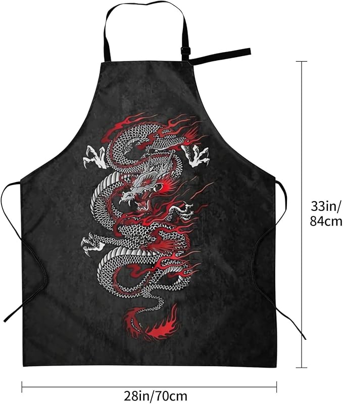 Cute Dragon Print Apron Cute Kitchen Apron For Cooking Gardening Adjustable Home Apron,Adult Size
