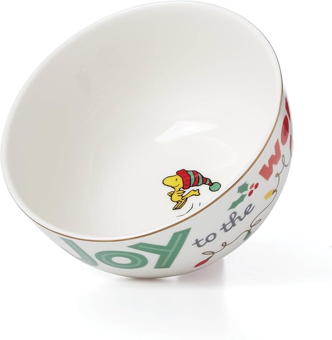 Lenox 896326 Snoopy Christmas 12-Piece Dessert Set, Holiday Dinnerware