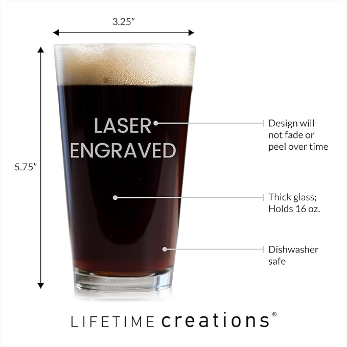 Lifetime Creations Personalized Craft Beer Pint Glass: Engraved Craft Brew Glassware, Personalized Home Brew Glass, Custom Beer Glass, Home Brewer Gift, Made in USA