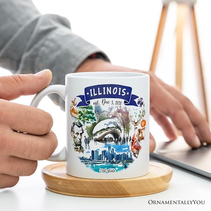OrnamentallyYou Artistic Illinois State Themes and Landmarks Mug