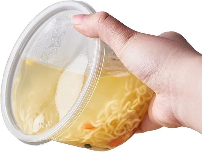 FULING [50 Set - 16 oz. Plastic Deli Disposable Food Storage Containers With Airtight Lids …