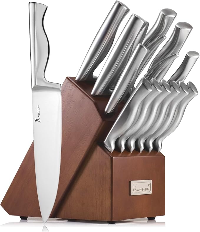 15 PCS Kitchen Knife Set with Non-Slip Handle, Ultra Sharp High Carbon Stainless Steel