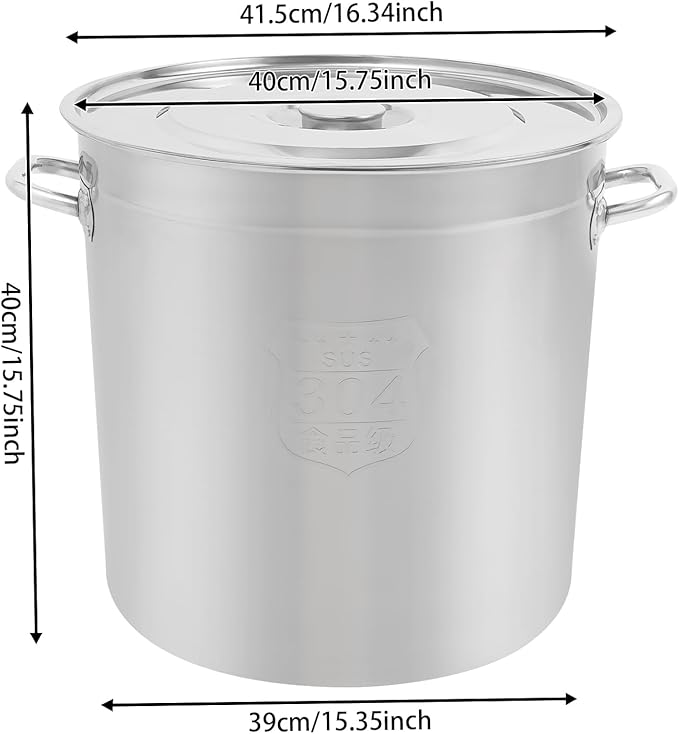 48L/50.7Qt Commercial Large Stock Pot with Lid,Nickel Free Stainless Steel Cookware Healthy Polished Stockpots, Induction Soup Pot for Cooking Home Use