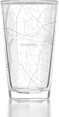 Well Told Engraved Charlotte North Carolina Map Pint Glass, Etched Beer Gift (16 oz, Clear) City Map Pint, Custom City Glassware, Gifts For Beer Lovers