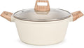2.6QT Nonstick Stock Pot with Lid, Ceramic Cookwear Soup Pot, Large Casserole with Lid, Easy to Clean Non Stick Cooking Pot Cookware PFOA Free, White