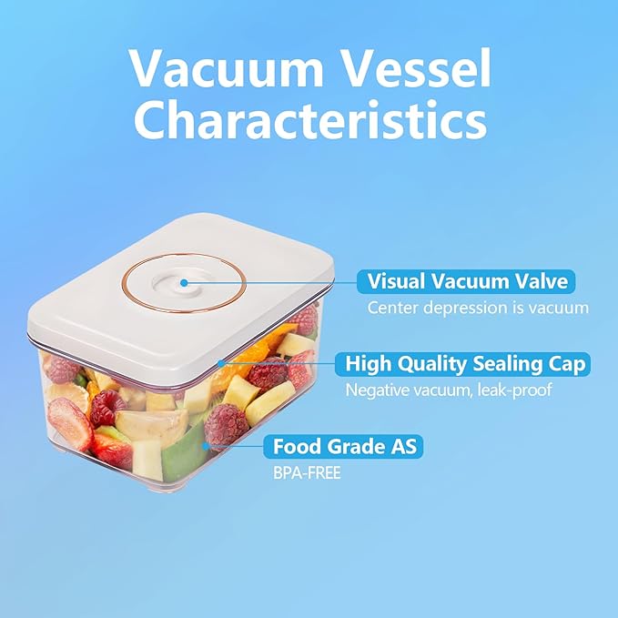 Vacuum Seal Containers for Food Storage, 3Pcs Food Sealed Containers with Lids (Vacuum Sealer Not Included) for Meal Prep and Food Storage, 100% Leak-proof, BPA-Free