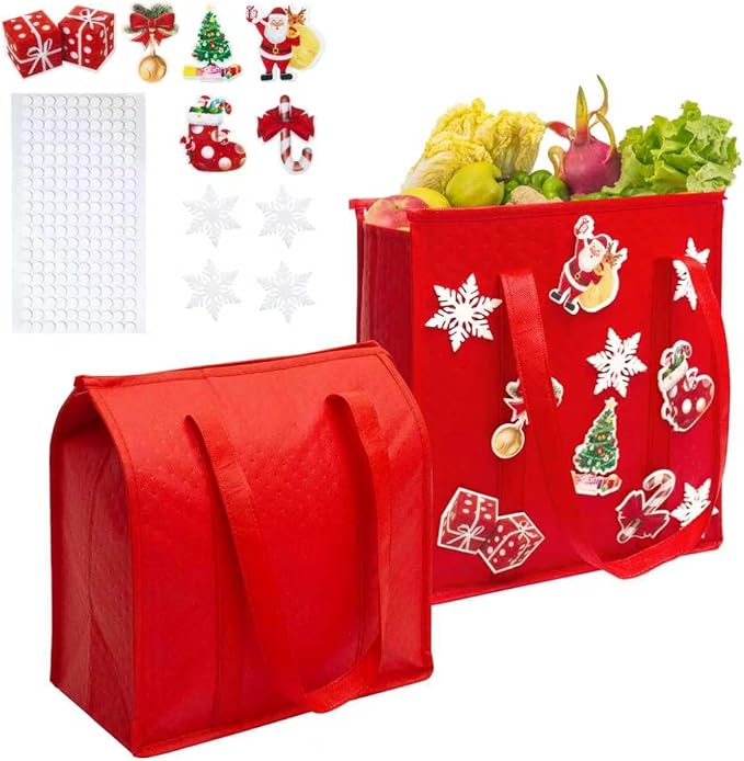 Insulated Grocery Bags with Zippered top Frozen Food Shopping Groceries Travel Insulated Tote Cooler Thermal Bags