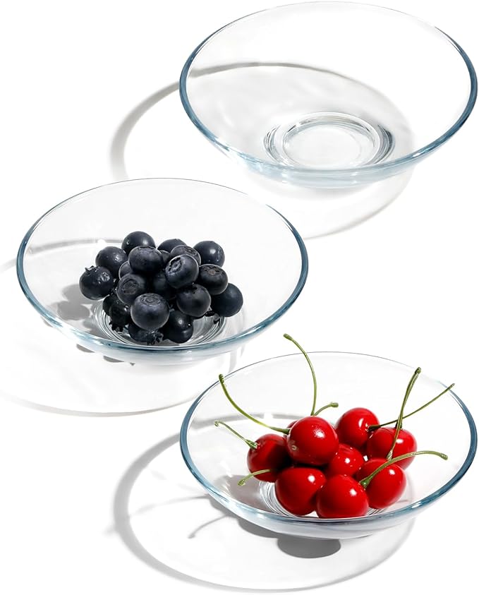 NUTRIUPS 3 Pack 6inch Tempered Glass Sauce Dishes, 8oz Small Dip Bowls, Small Candy Dishes, Mini Prep Bowls