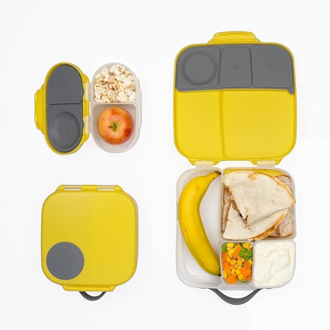 b.box Kids Lunch & Snack Containers. 3-Pack Set Includes Matching Oversized Bento Lunch Box, Mini Meal Boxes for Kids and Toddlers. School Supplies (Lemon Sherbet)