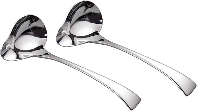 IMEEA 7inch Small Gravy Ladle 18/10 Stainless Steel Soup Ladle with Spout for Sauces, Set of 2