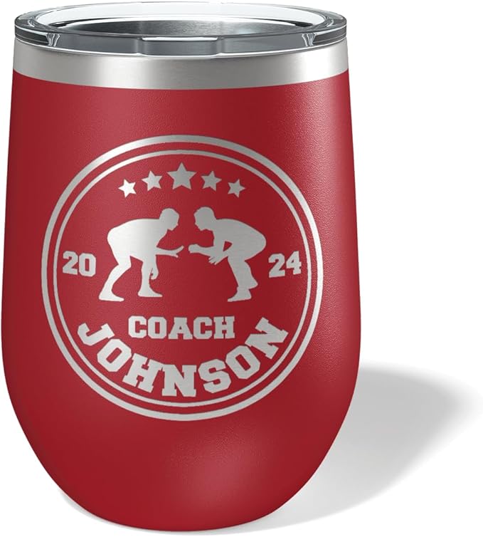 Wrestling Coach gifts, Tumbler, Coach tumbler, Wrestling gifts, Coach Beer glass, Coach gift, Wrestling Coach, Coach gifts, Wrestling Coach (Wrestling Circle, Maroon, 12oz Wine Tumbler)
