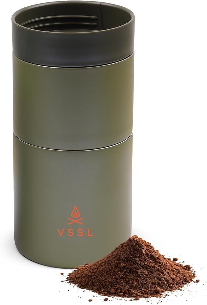 VSSL - Nest Pour Over Coffee Set | Coffee Maker for Camping | All-In-One Travel Pour Over | Transportable Dripper, 10oz Stainless Steel Travel Mug | Compact Storage & Adventure Ready | Deep Moss