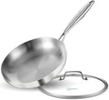 LOLYKITCH 10 Inch Tri-ply Stainless Steel Frying Pan with Lid,Skillet,Induction Cooking Pan,Dishwasher and Oven Safe,Detachable Handle.