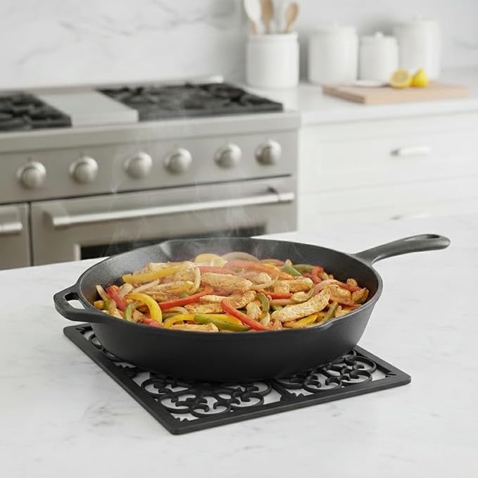 GASARÉ, Extra Large, Thick, Silicone Trivet for Hot Dishes, Pots, and Pans, Heat Resistant Mat for Countertop, Hot Pad for Kitchen, Easy to Clean, 12 x 10.9 x 3/8 Inches, Black