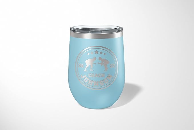 Wrestling Coach gifts, Tumbler, Coach tumbler, Wrestling gifts, Coach Beer glass, Coach gift, Wrestling Coach, Coach gifts, Wrestling Coach (Wrestling Circle, Sky Blue, 12oz Wine Tumbler)
