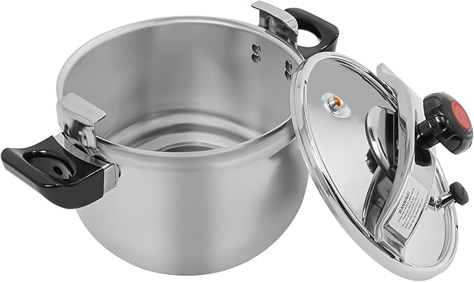 11L/11.62 Qt Pressure Cooker,60Kpa High Pressure Stovetop Cooker with 3-Layer Composite Bottom, 201 Stainless Steel Pressure Canner with Double Valves for Commercial & Home Use