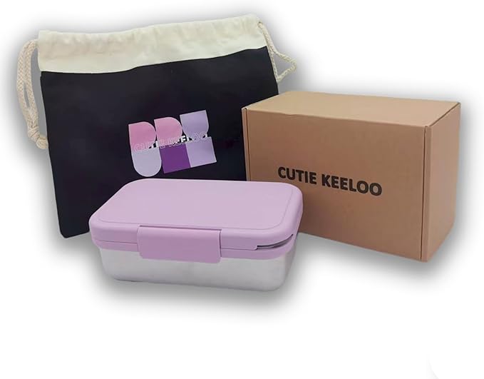 Stainless Steel Small Bento Box for Adults - Leakproof Microwave Safe Lunch Box for Work, Meal Prep and On the Go with Utensils & Bag (Purple), Compact-Sized for Moderate Appetites